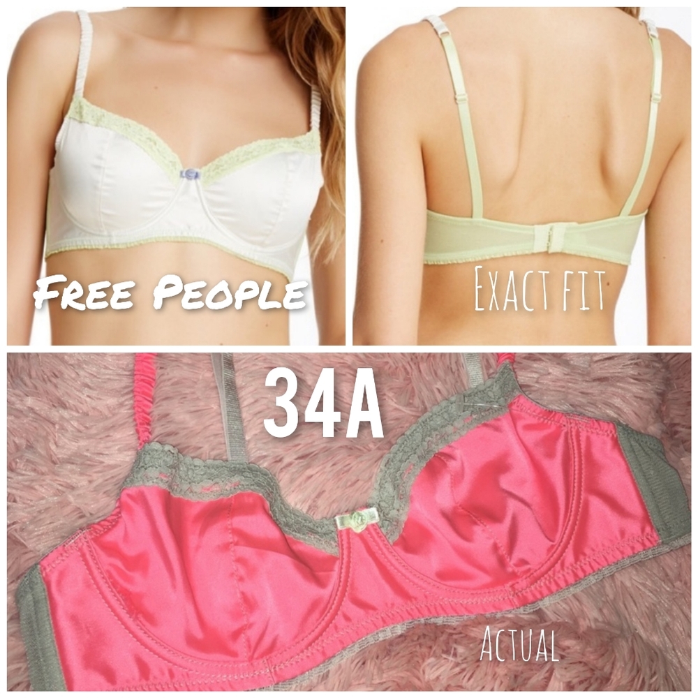 $58 NEW Free People | Pink Satin Mesh Underwire Demi Bra [34A]